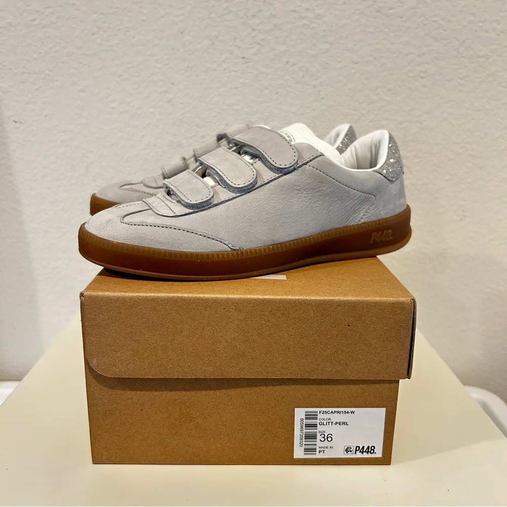 P448 Women's Capri Sneakers Glitter/Pearl, Size 36, New in Box